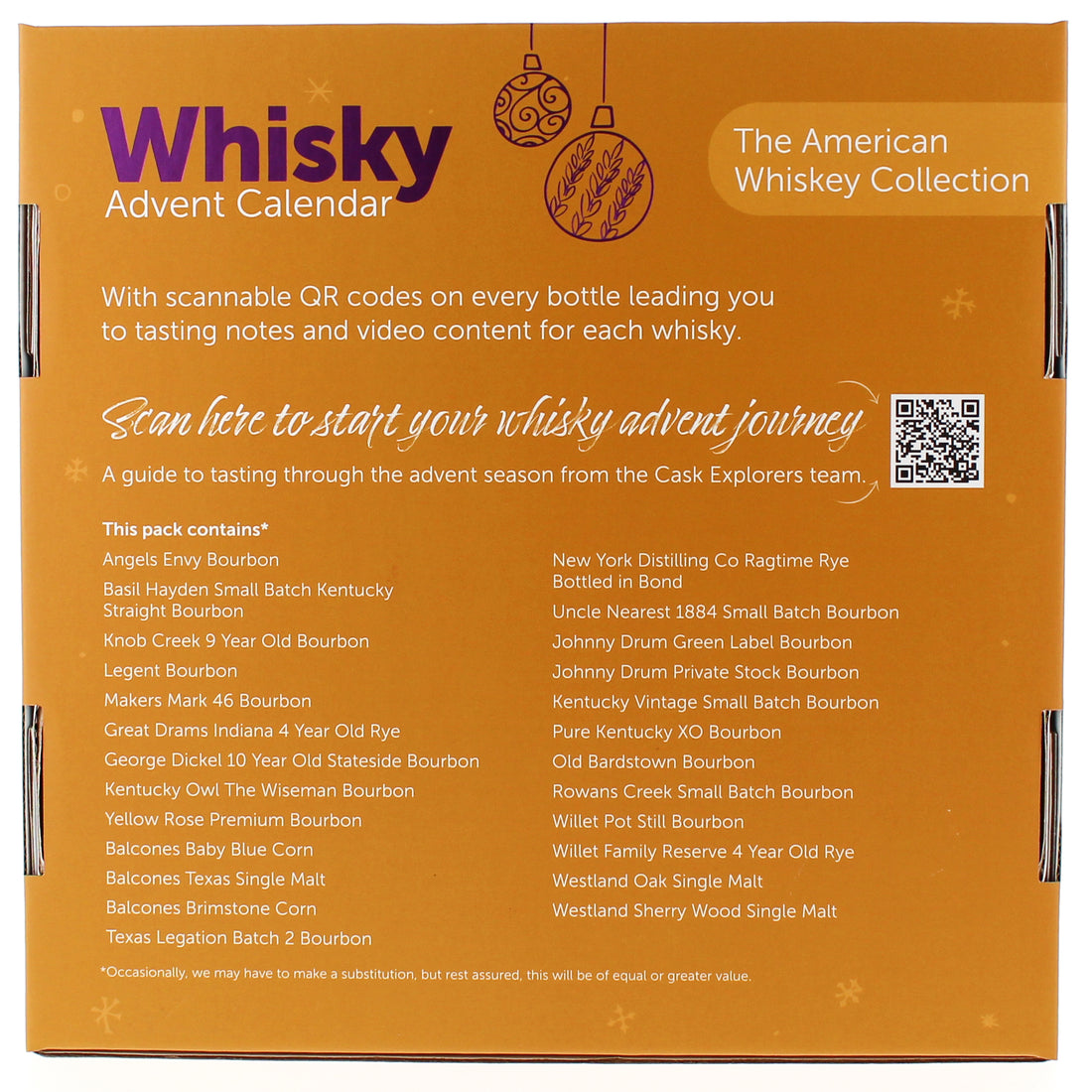25 Day Bourbon/USA Whiskey Advent Calendar 2023- £149.99 25x3cl 47.4%