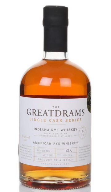 Indiana Rye 4 Year Old 2017 Great Drams Single Cask Series American Rye Whiskey