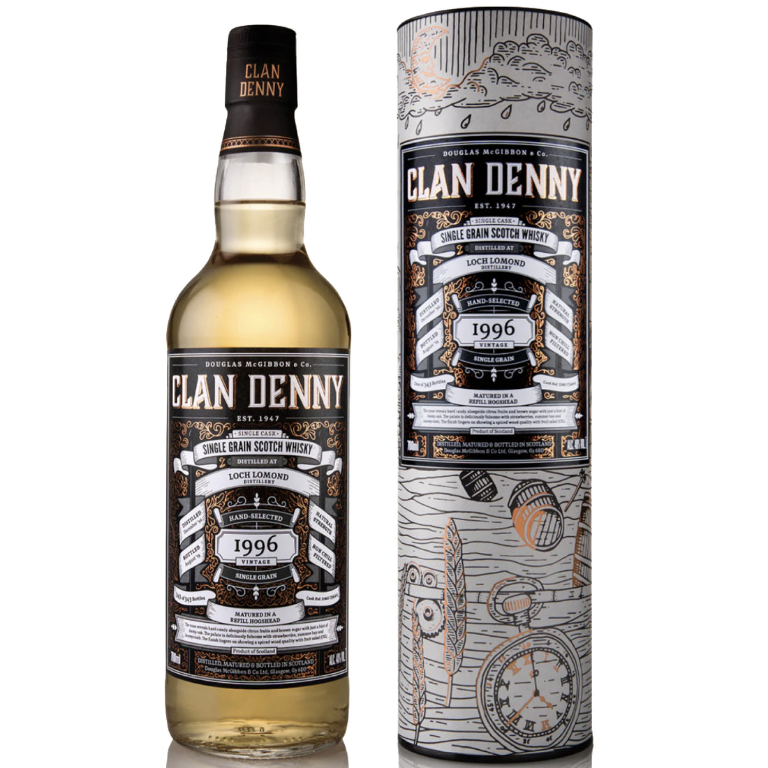 Loch Lomond 22 Year Old Single Grain Scotch Whisky -  1996 Clan Denny